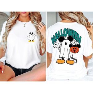 Mickey Mouse Halloween Spooky Season 2 Sided Disney Fan T-Shirt